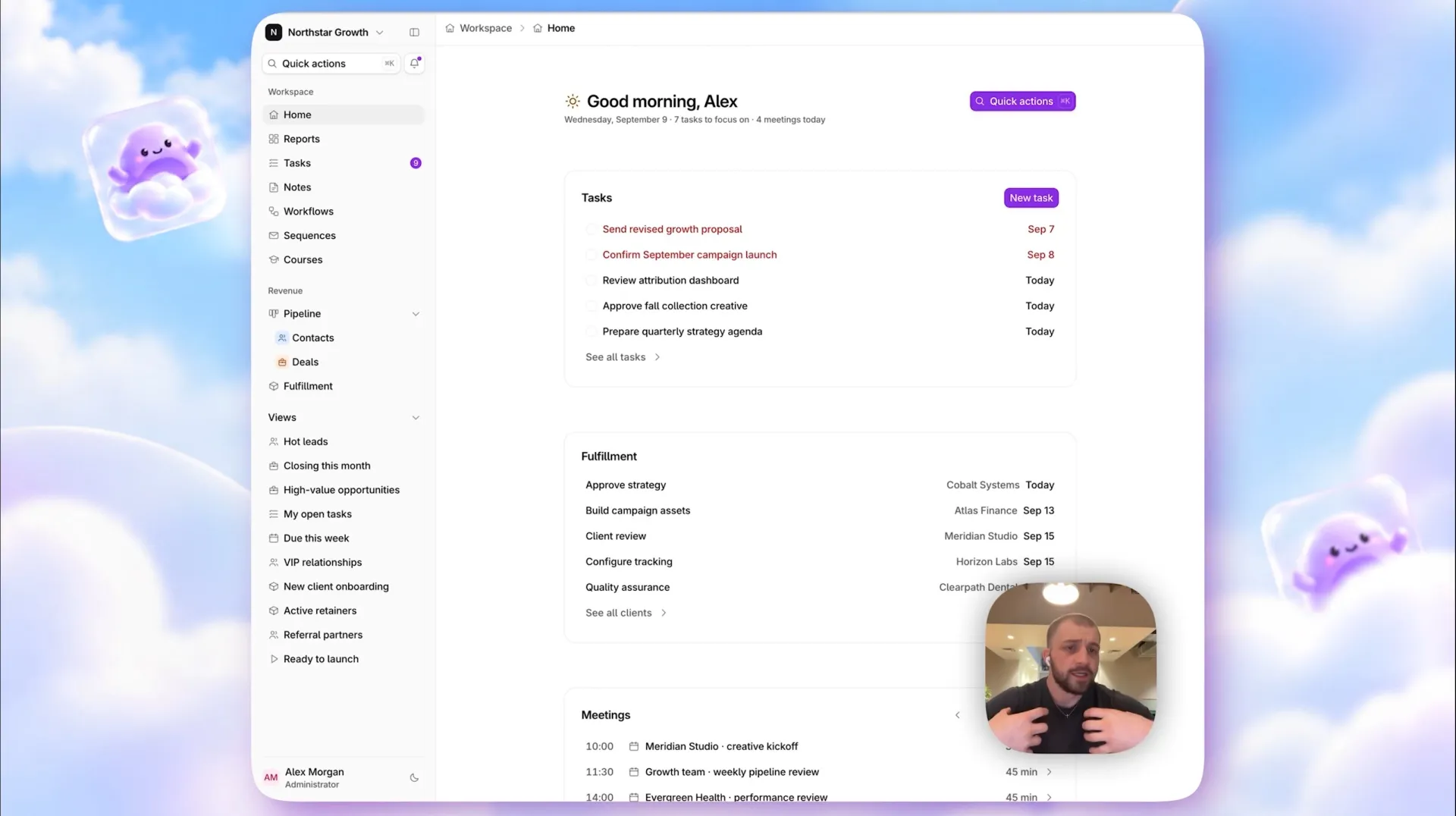Hunter walking through the Ariyel home screen
